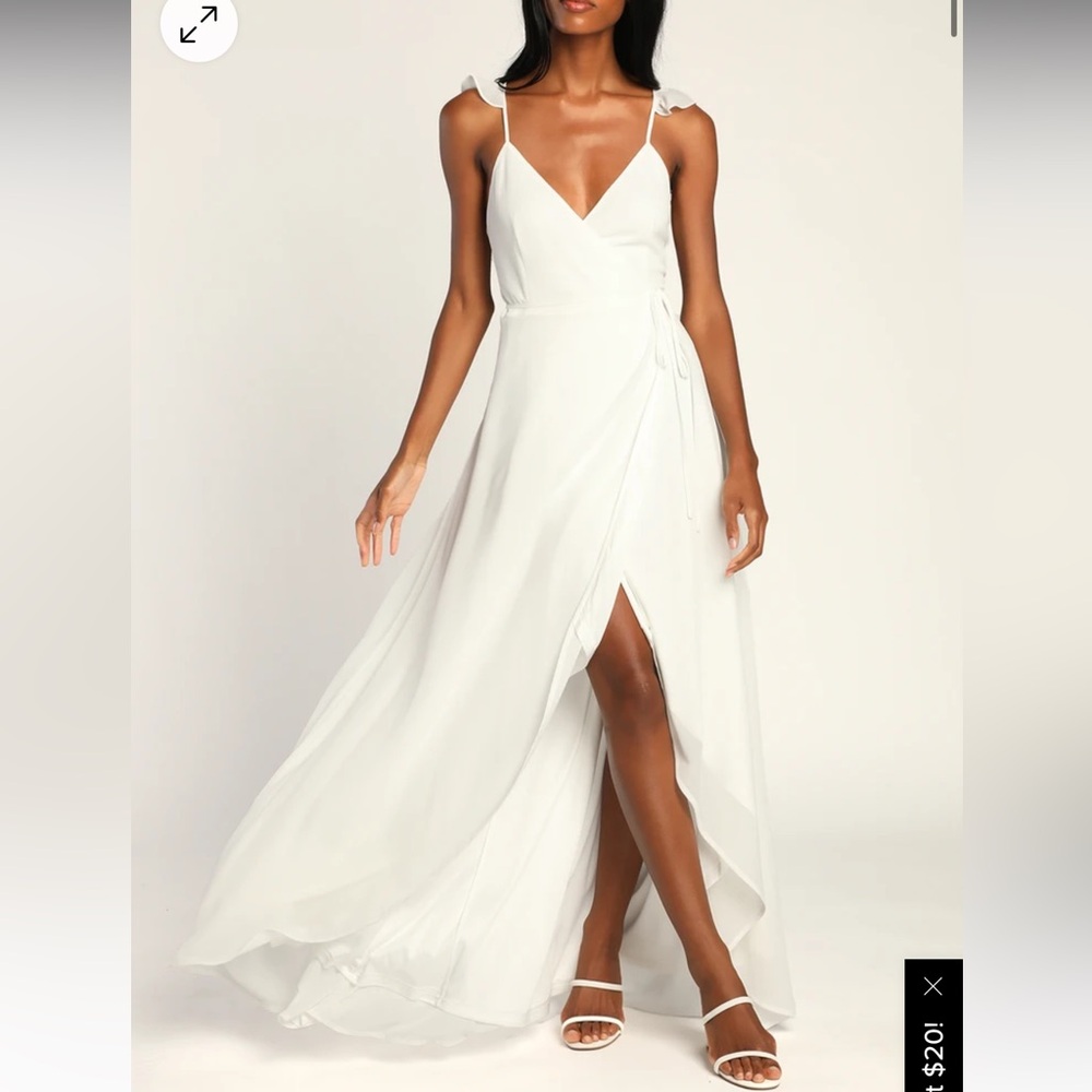 White High-Low Wrap Dress